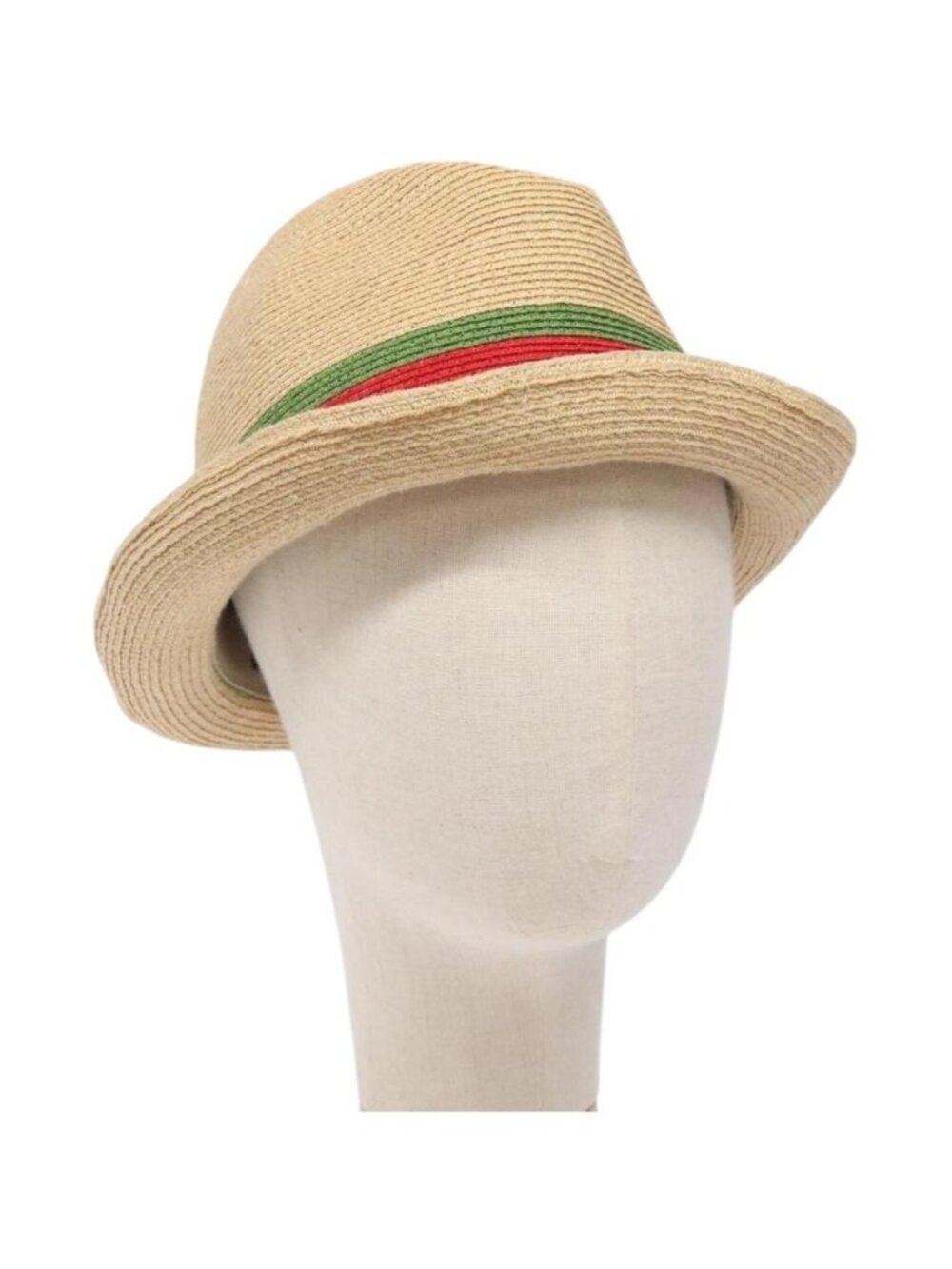 GUCCI Web Sherry Line Hat Abaca Beige Red Green 234137